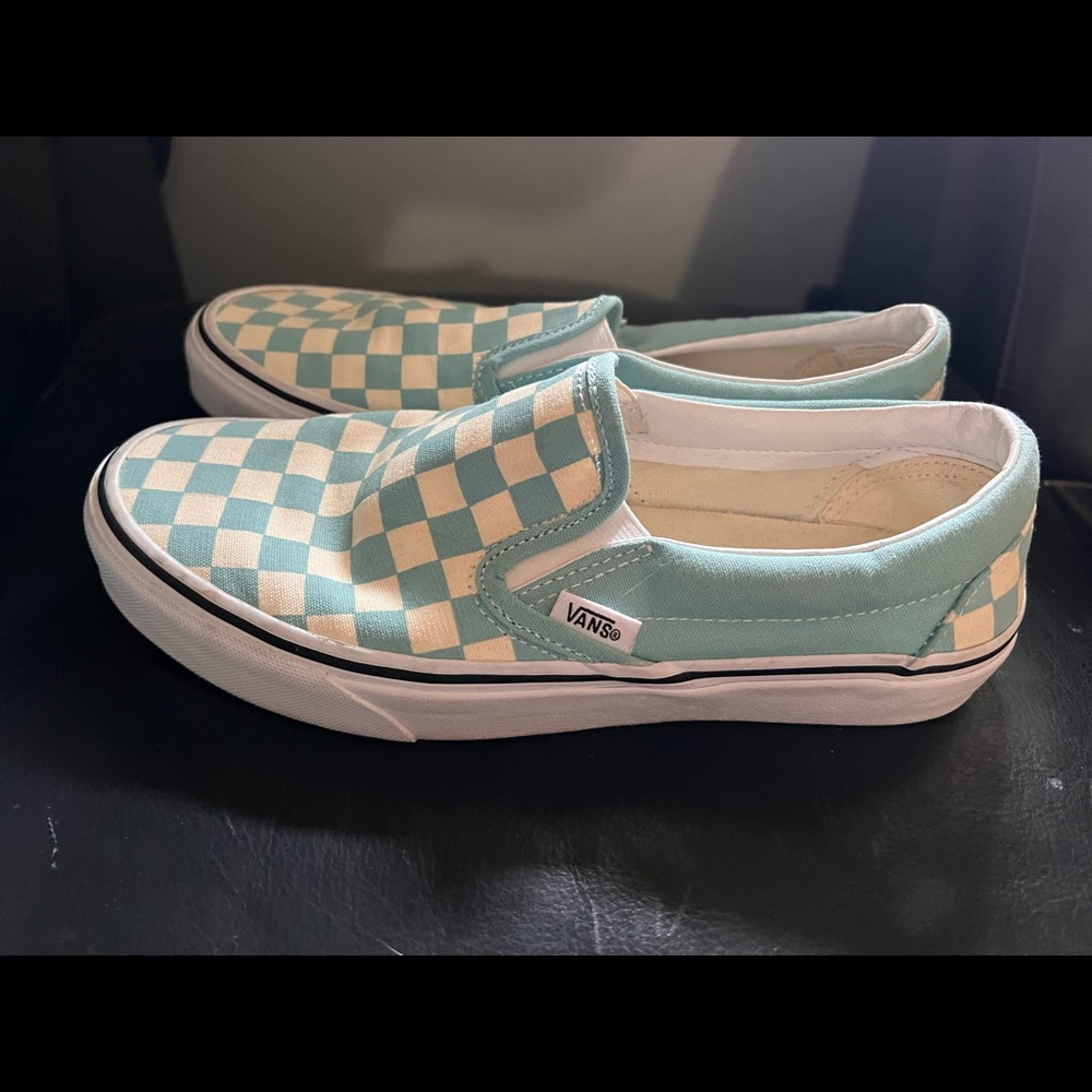 Vans light blue checkered vans Womens 8 mens 6.5